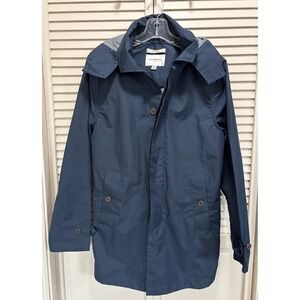 Goodfellow Full Zip/Button Hood Size Sm Rain Jacket Blue EUC Pockets Rain Resist